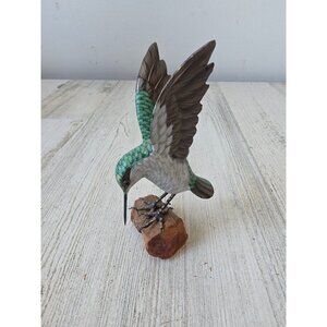 Vintage wood carved hummingbird bird wood figurine statue